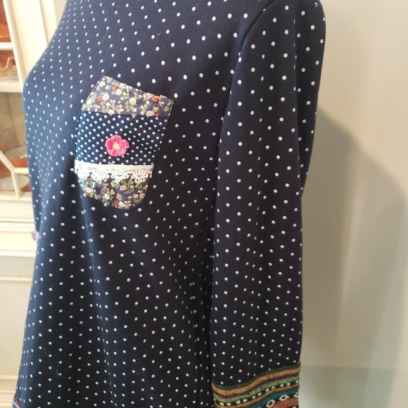 Guo Guo Size XL Sweater Fleece Lined Boho Bohemian - Picture 3 of 11